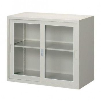 A4対応書庫/D:515タイプ 引違枠付書庫(ガラス戸) H750 棚板1枚付 ニューグレー COM-FJG52-G7 42,535円