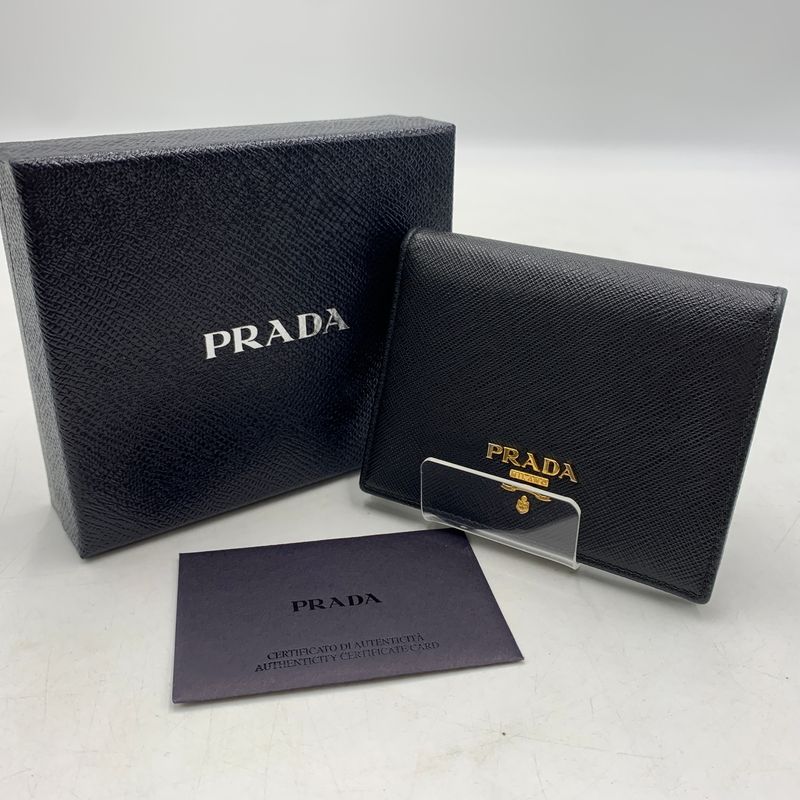 【中古品】 PRADA プラダ 1MV204 SAFFIANO+SV.LOV レザーウォレット 二つ折り財布 サフィアーノ ロゴ 【181-260709-ko-10-tei】