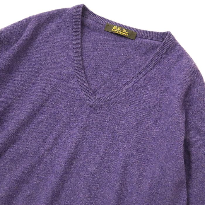 ロロピアーナ　Loro Piana パープル　薄手　コットン　ニット　セーター Loro Piana ロロピアーナ ニット BABY CASHMERE 100% サイズ 48 メンズ