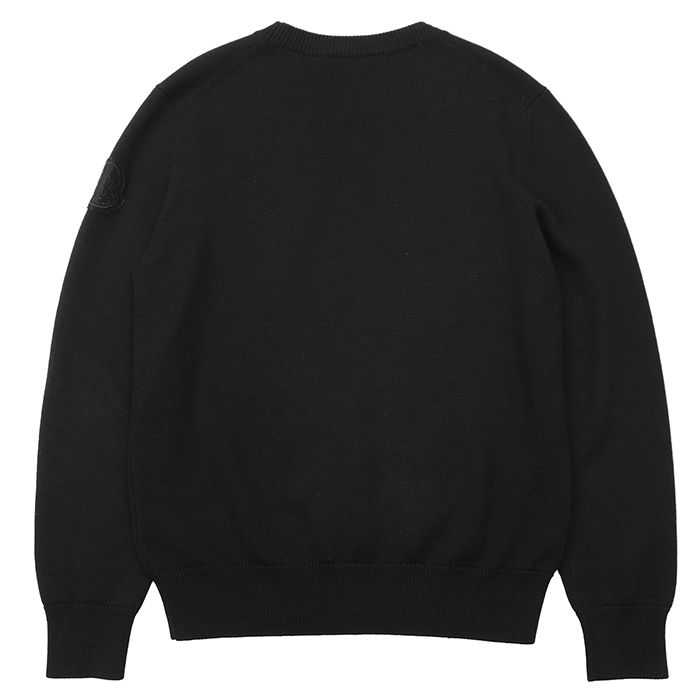 美品★正規品 MONCLER 黒ワッペン モンクレール セーター メンズ L MONCLER モンクレール ニット サイズ L メンズ ロゴ 袖ワッペン ウール