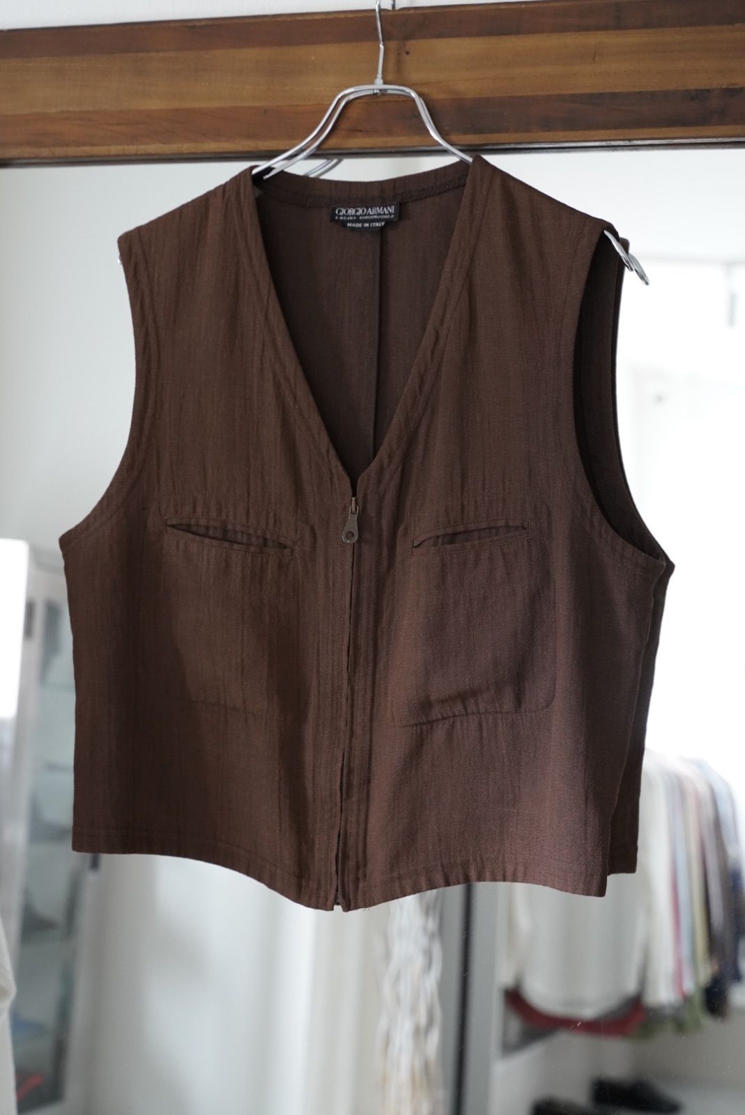 90s giorgio armani リネンベスト　ユーロワーク 90s giorgio armani Viscose lino vest アルマーニ ベスト リネン ビス
