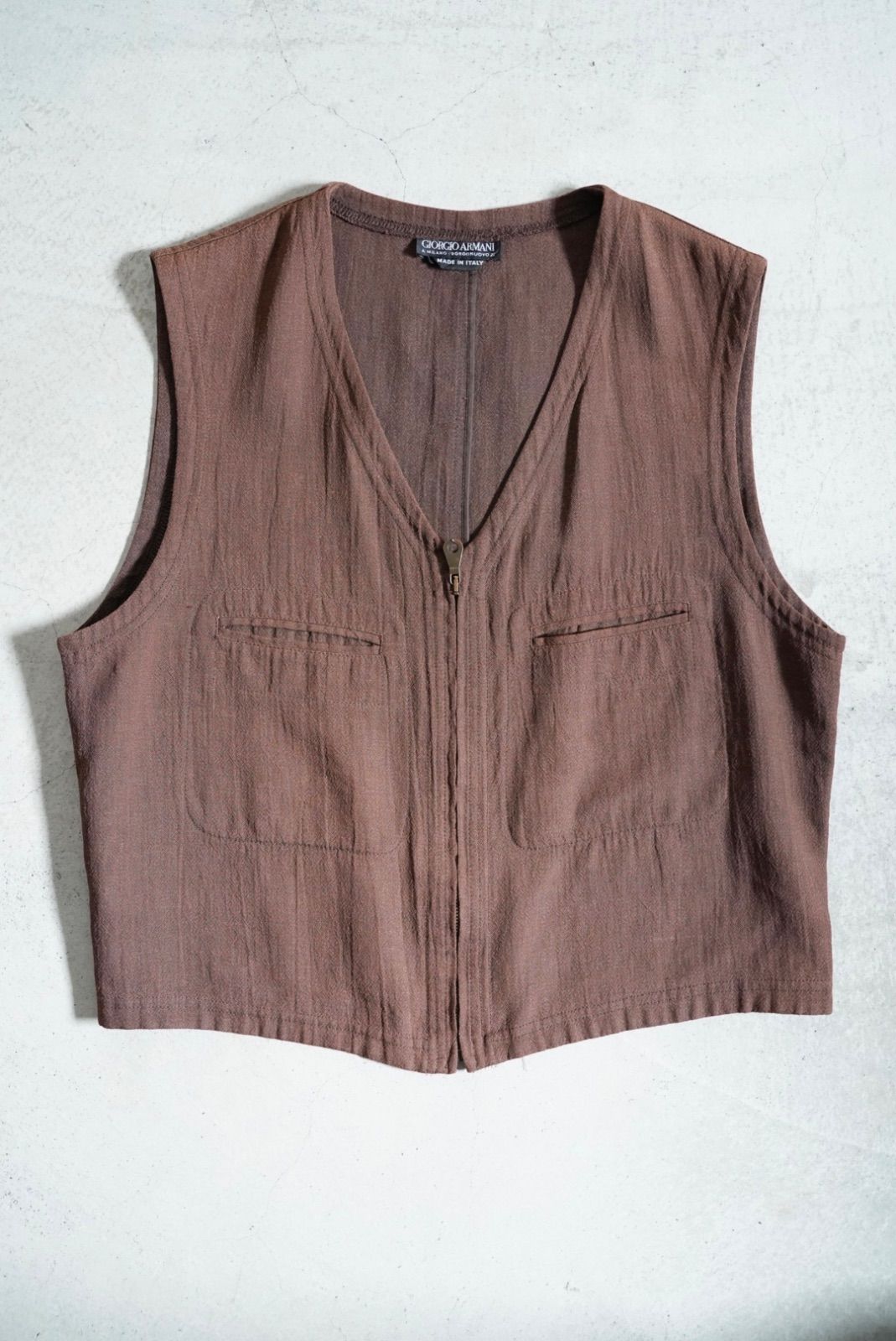 90s giorgio armani リネンベスト　ユーロワーク 90s giorgio armani Viscose lino vest アルマーニ ベスト リネン ビス