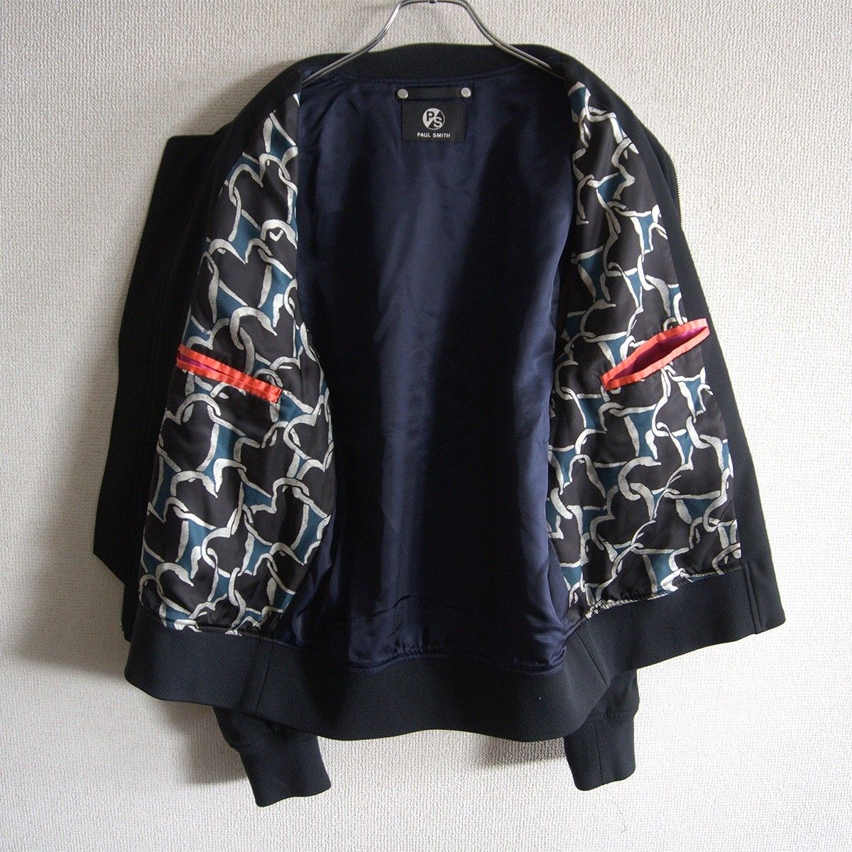 美品】PS Paul Smith【裏地柄 ボンバー ジャケット】M ブラック ポール