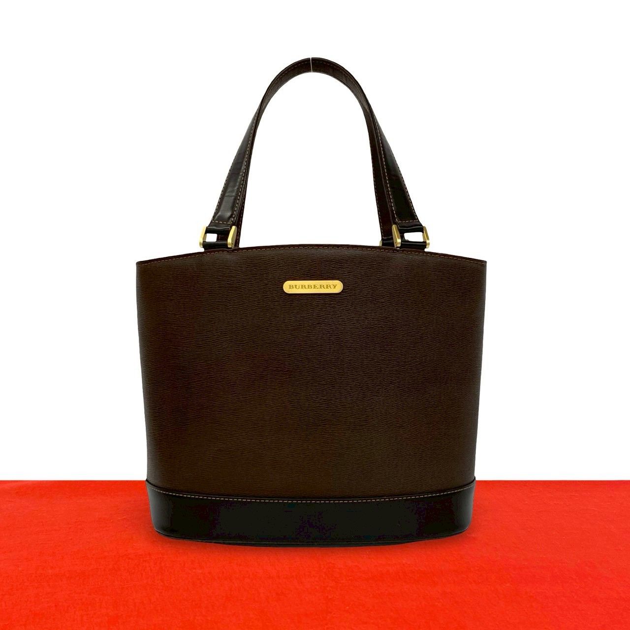 極 美品 BURBERRY バーバリー ロゴ ゴールド 金具 ノバチェック 柄