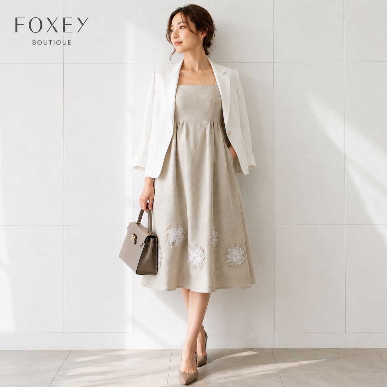フォクシー リネンワンピース 42 ♡フォクシーブティック コットン