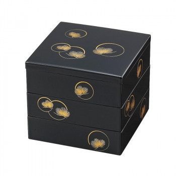 まえじゅう漆器 6.5 三段重 光輪松 7R-603