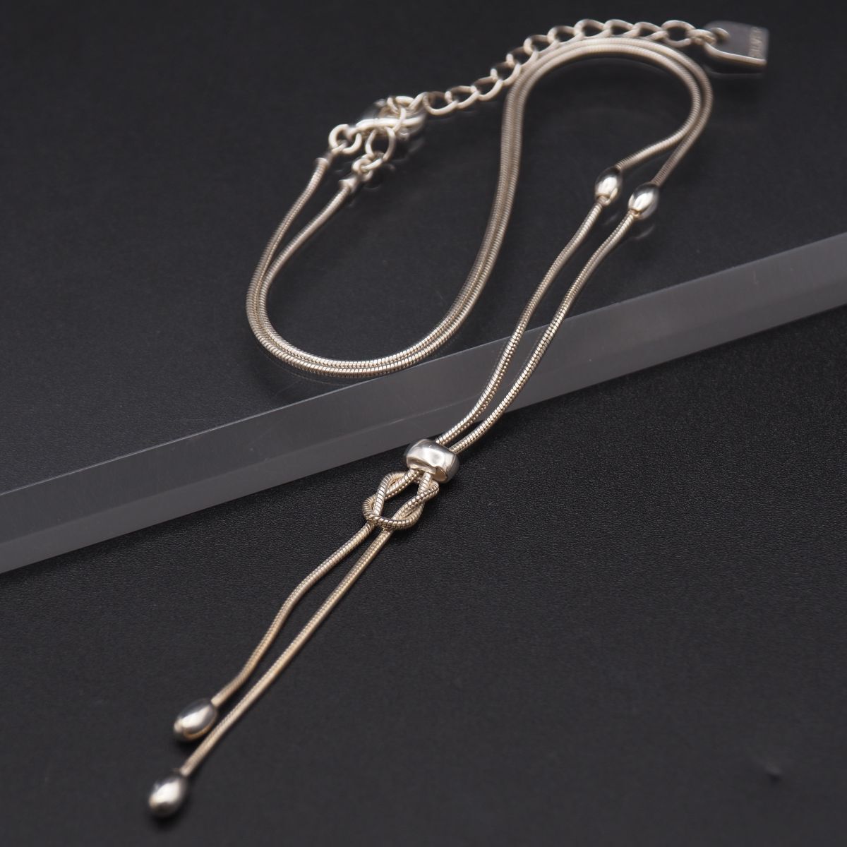 B674 ELLE エル SILVER925刻印 ネックレス スネークチェーン デザイン シルバー