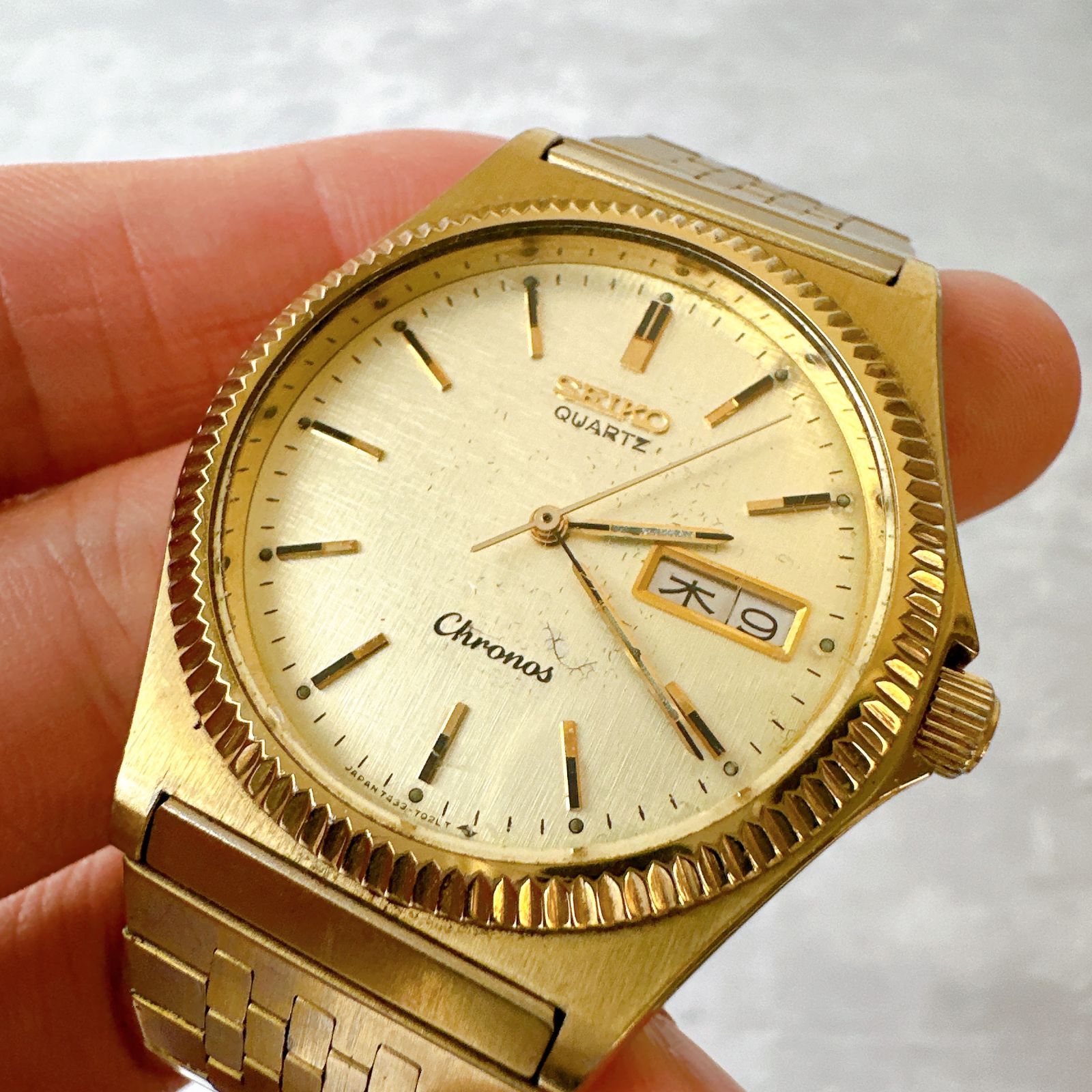 SEIKO セイコー Chronos クロノス 7433-7010 リネン調文字盤 