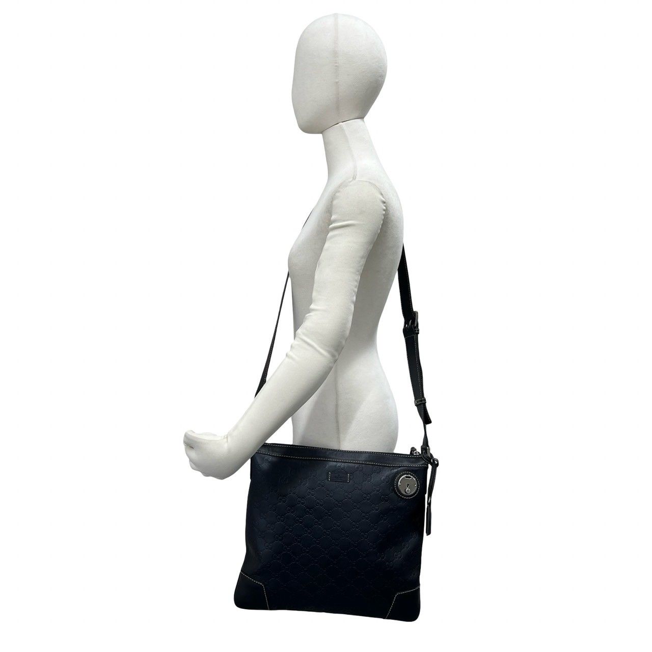 極 美品 希少品 鍵付き GUCCI グッチ シマ GG 柄 刻印 レザー 本革