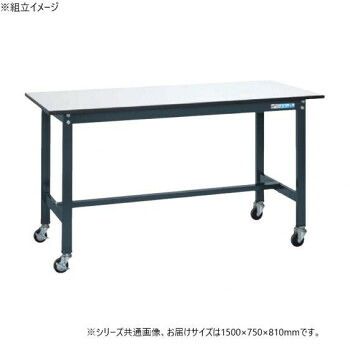 サカエ 軽量作業台SELタイプ 抗菌加工 ダークグレーキャスター付 1500×750×810mm SEL-1575PR