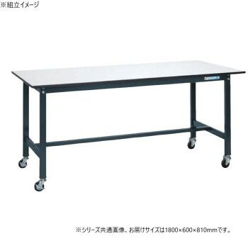 サカエ 軽量作業台SELタイプ 抗菌加工 ダークグレーキャスター付 1800×600×810mm SEL-1860PR