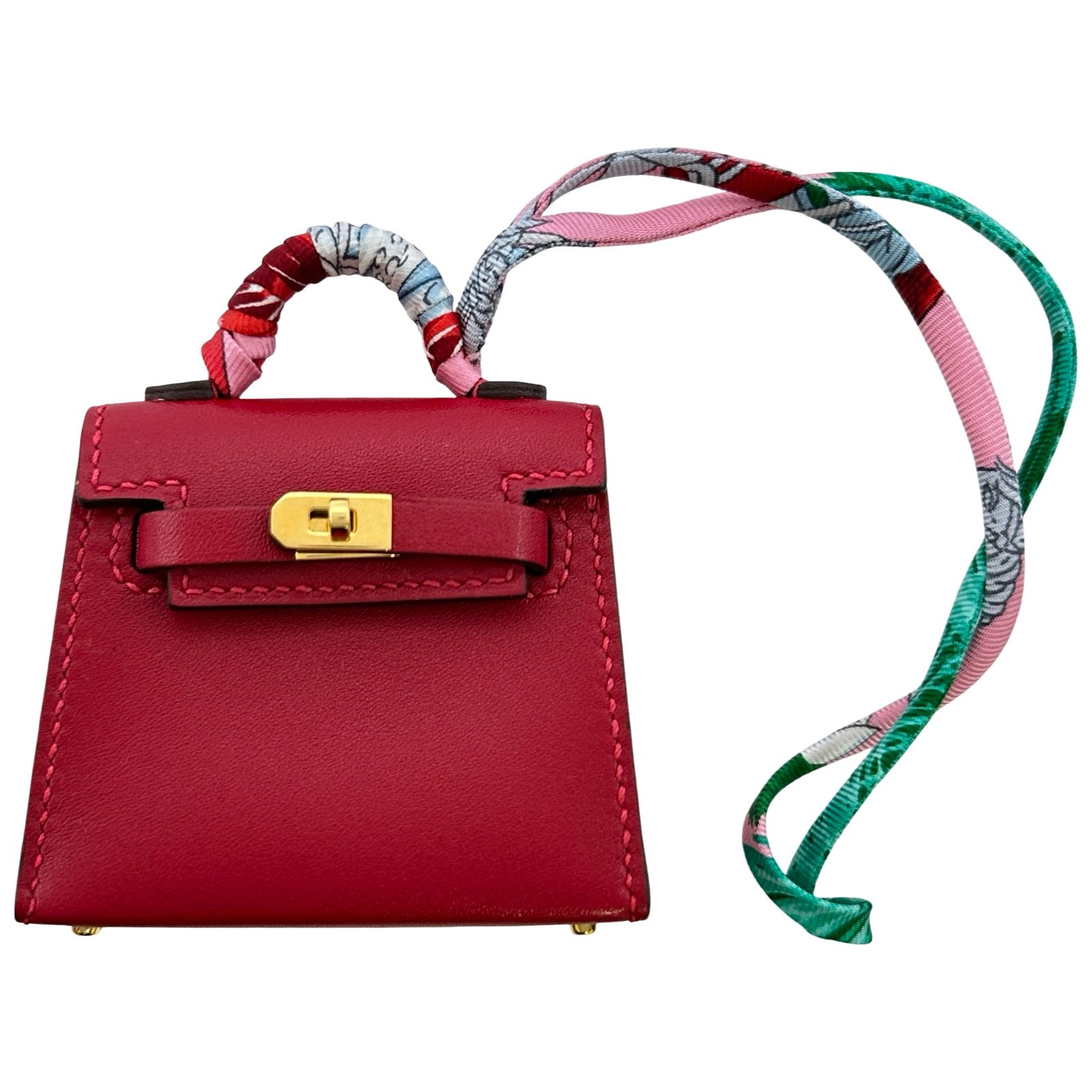 エルメス HERMES ケリーツイリーチャーム Y刻印 ルージュヴィフ/ゴールド金具 タデラクト/シルク レディース チャーム 162,000円