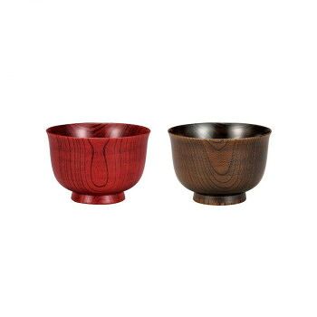 まえじゅう漆器 にっぽんの木 3.6 欅椀 ペア 羽反 7B-172 赤 φ10.6x7.2cm