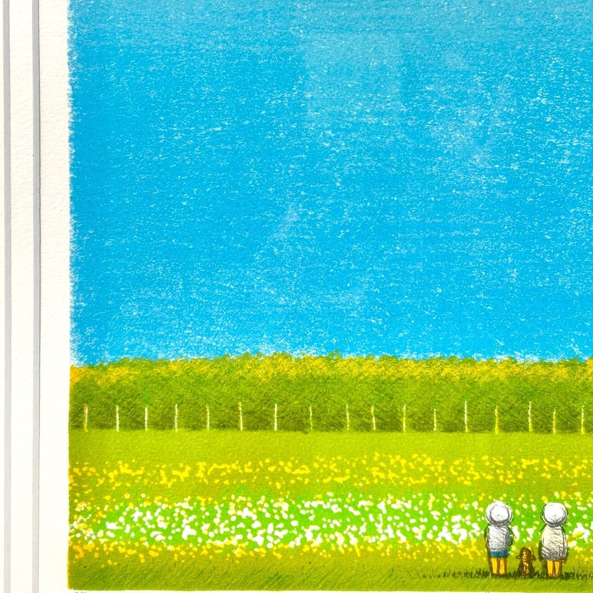 幽玄】真作保証 版画家 府川誠「黄と白の花」リトグラフ 4号 48/530