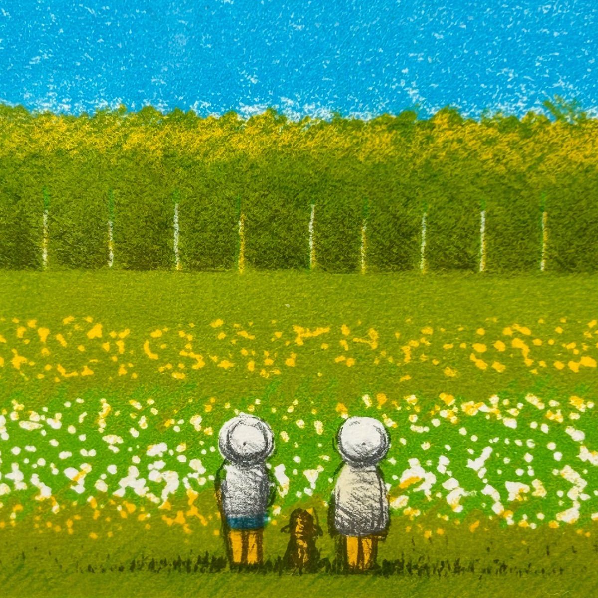幽玄】真作保証 版画家 府川誠「黄と白の花」リトグラフ 4号 48/530