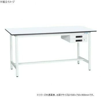 サカエ 軽量立作業台KADタイプ 抗菌加工 キャビネット2段付 1500×750×900mm KAD-157BMW