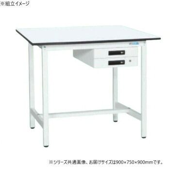 サカエ 軽量立作業台KADタイプ 抗菌加工 キャビネット2段付 900×750×900mm KAD-097BMW