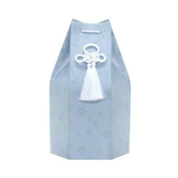 ペット供養 六角袋 麻の葉ブルー 3.5寸 12入 060815