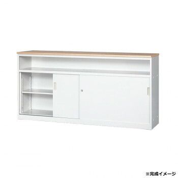 システムカウンター 中棚付ハイカウンター W1800 鍵・棚板2枚付 COM-CVA-18HST-NA