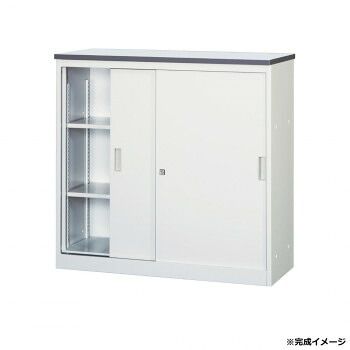 システムカウンター 書庫型ハイカウンター W900 鍵・棚板2枚付 COM-CVA-9HS-G