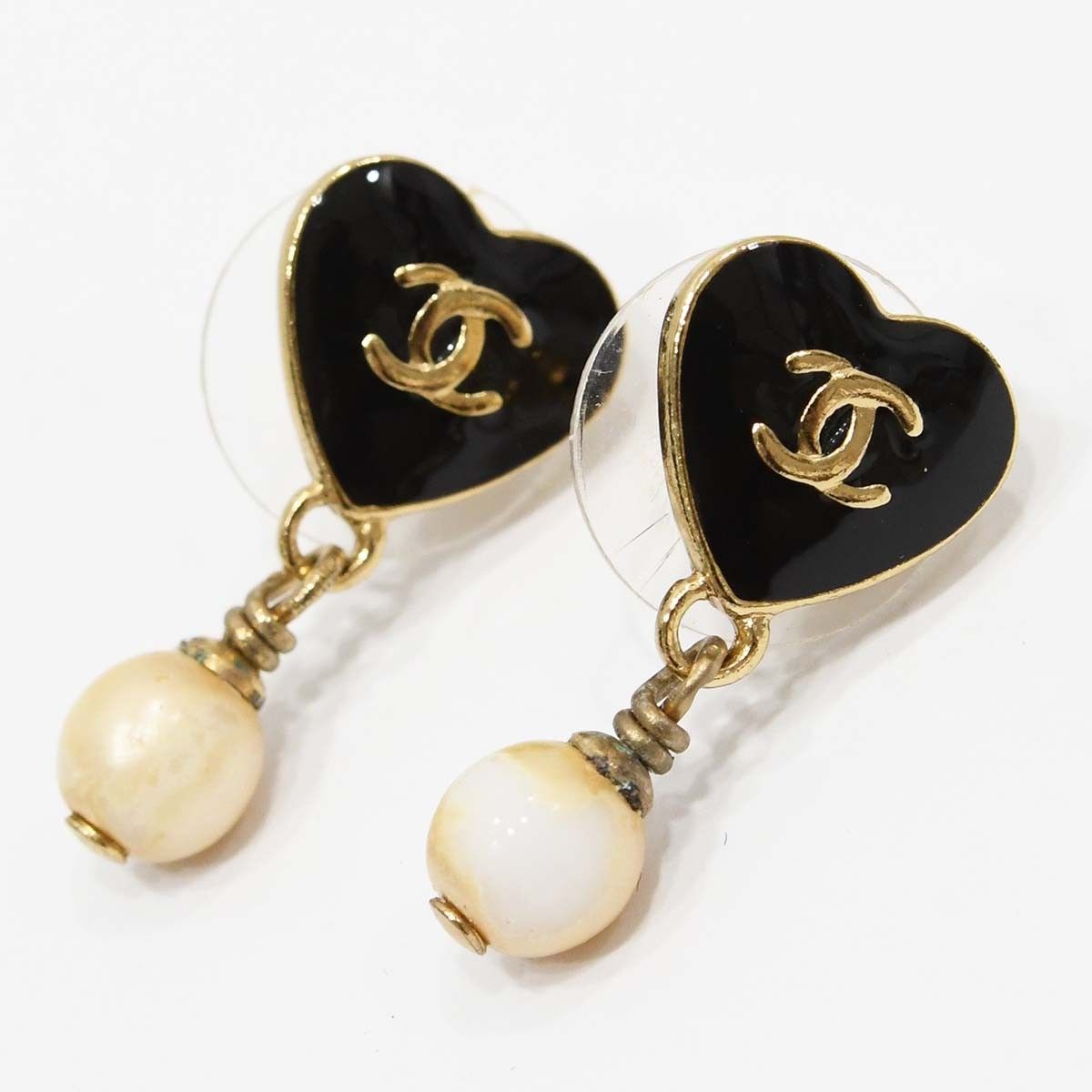 CHANEL シャネル ピアス ハート ココマーク フェイクパール 04A
