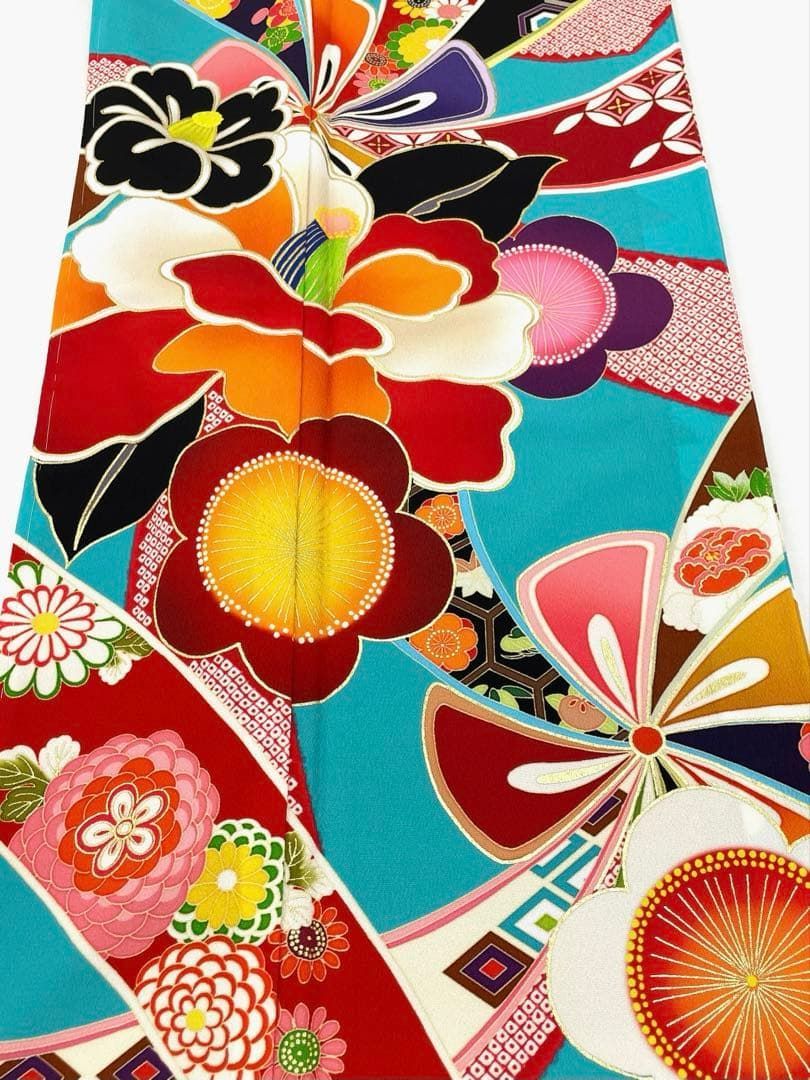 ポリエステル振袖 紅一点 大輪 椿 身丈170cm 新品未使用品 HKT227 