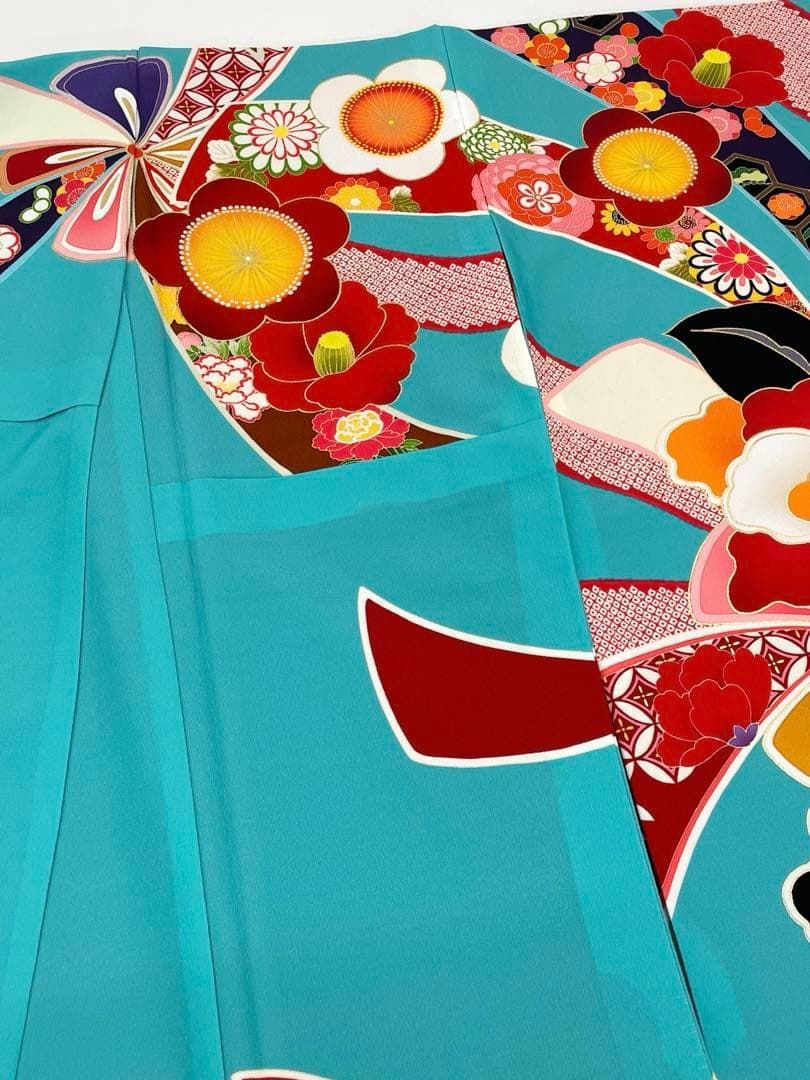 ポリエステル振袖 紅一点 大輪 椿 身丈170cm 新品未使用品 HKT227 