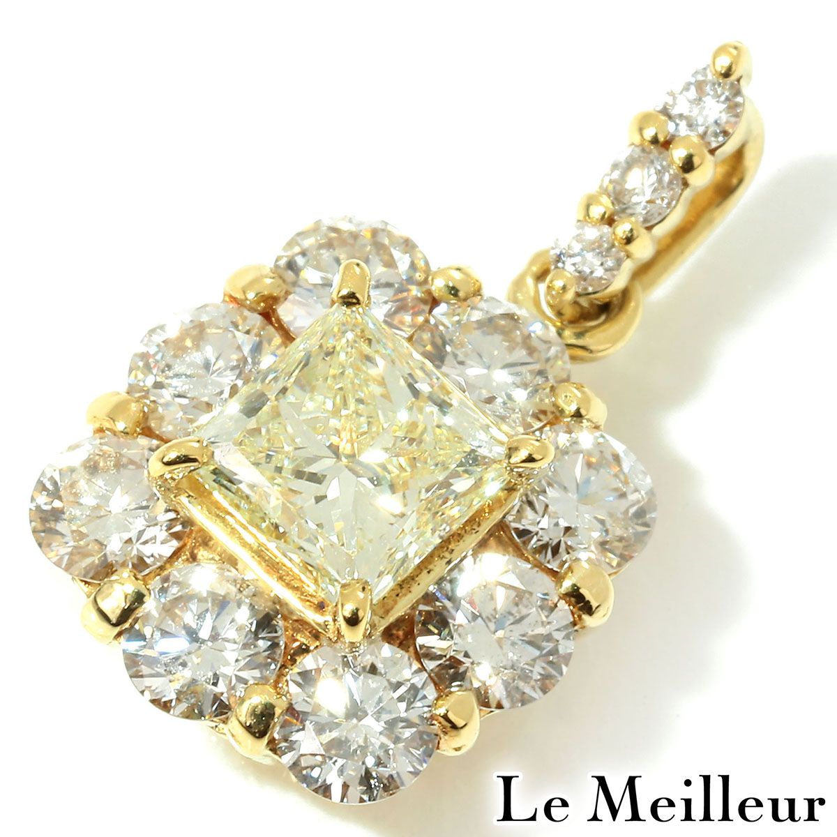 【新品仕上済】 イエローダイヤモンド 0.512ct ダイヤモンド 0.77ct イエローゴールド K18YG ペンダントトップ VSクラス レディース 返品OK 43,800円