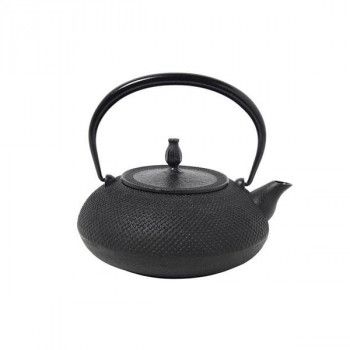 南部鉄器 宝生堂 IH対応鉄瓶(鉄蓋) 平丸アラレ 1.2L 黒 700091
