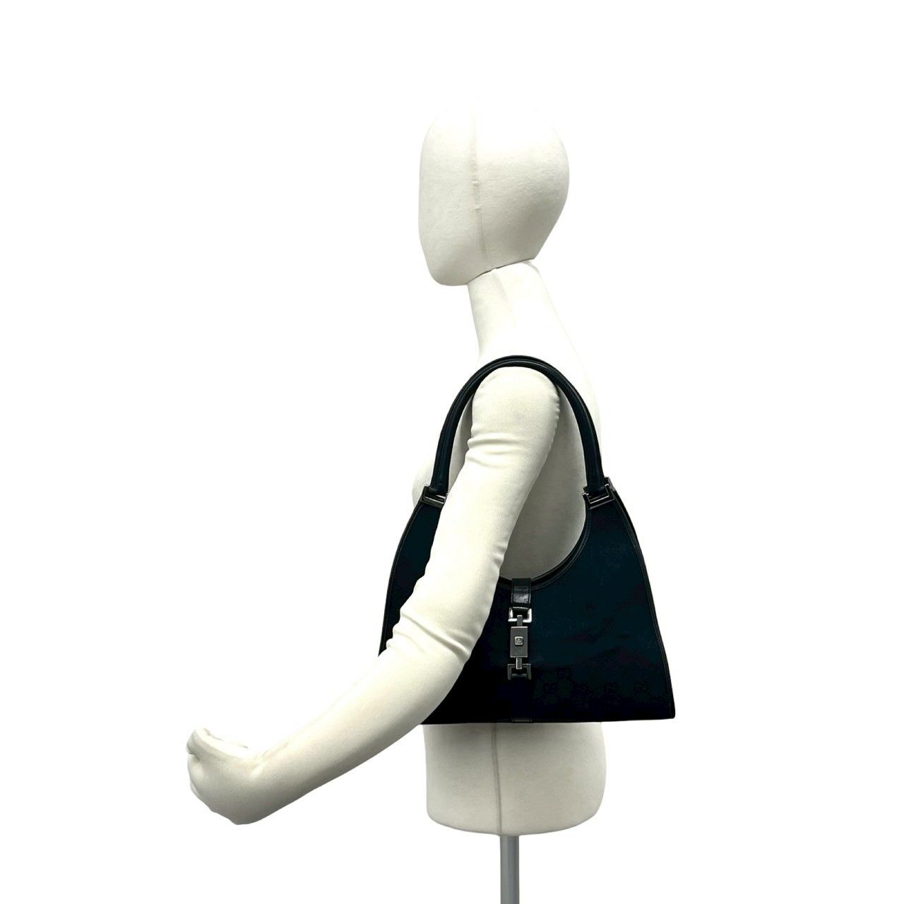 極 美品 GUCCI グッチ ジャッキー ロゴ 金具 GG 柄 キャンバス レザー