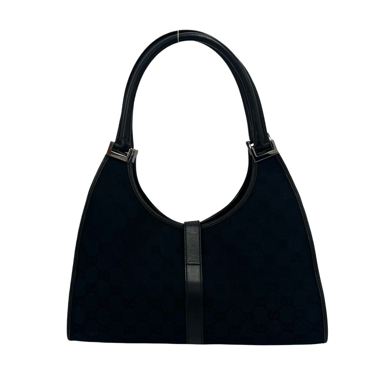 極 美品 GUCCI グッチ ジャッキー ロゴ 金具 GG 柄 キャンバス レザー