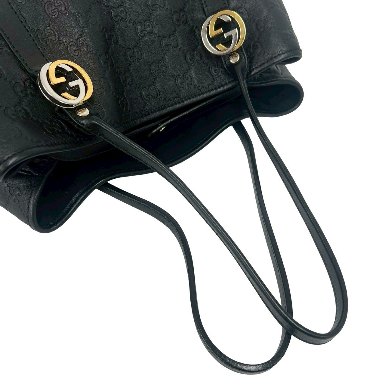 極 美品 GUCCI グッチ シマ GG ロゴ 金具 刻印 レザー 本革 トート