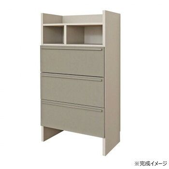 日本製組立家具 ランドリーチェスト 洗面所収納 CO-SE-1265OH ライトグレー×グレー 22,827円