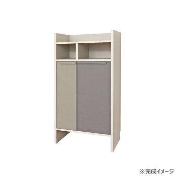 日本製組立家具 ランドリーチェスト 洗面所収納 CO-SE-1265OT ライトグレー×グレー
