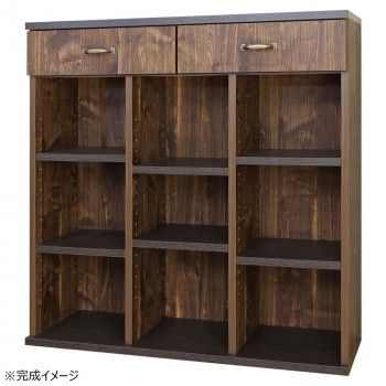 日本製組立家具 本棚 オープンラック CO-CR-9090H 木目調ブラウン