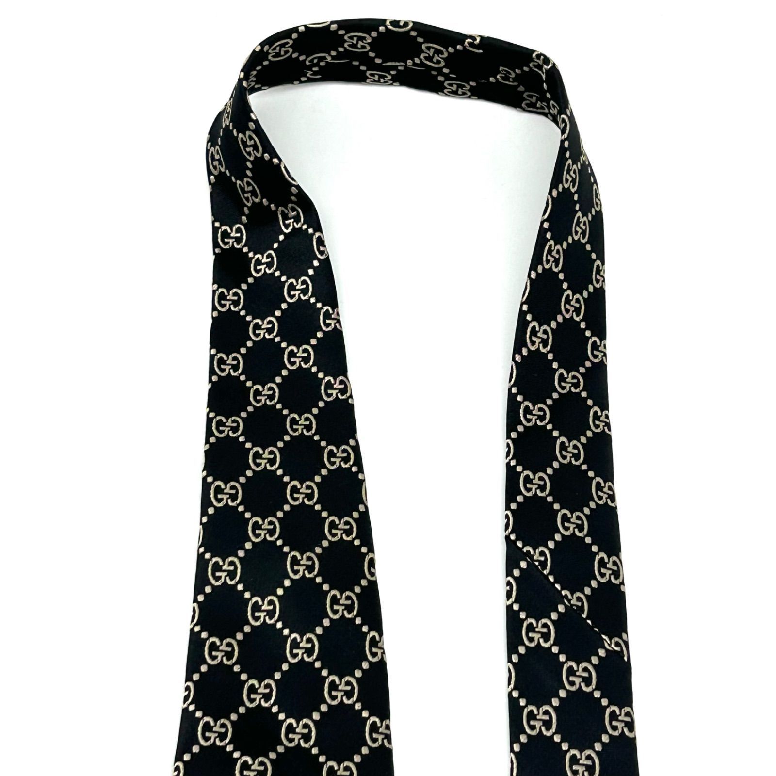 極美品】GUCCI グッチ GG柄 インターロッキング ネクタイ ブラック