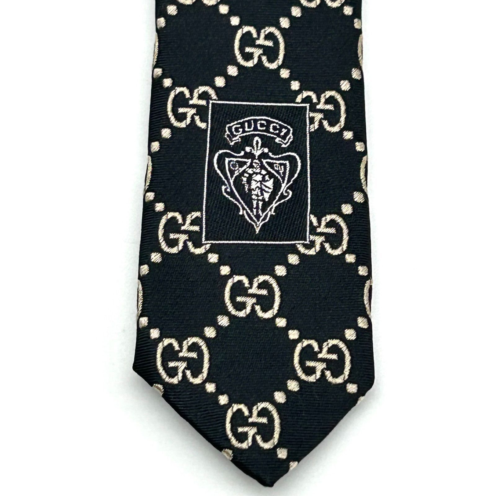 極美品】GUCCI グッチ GG柄 インターロッキング ネクタイ ブラック