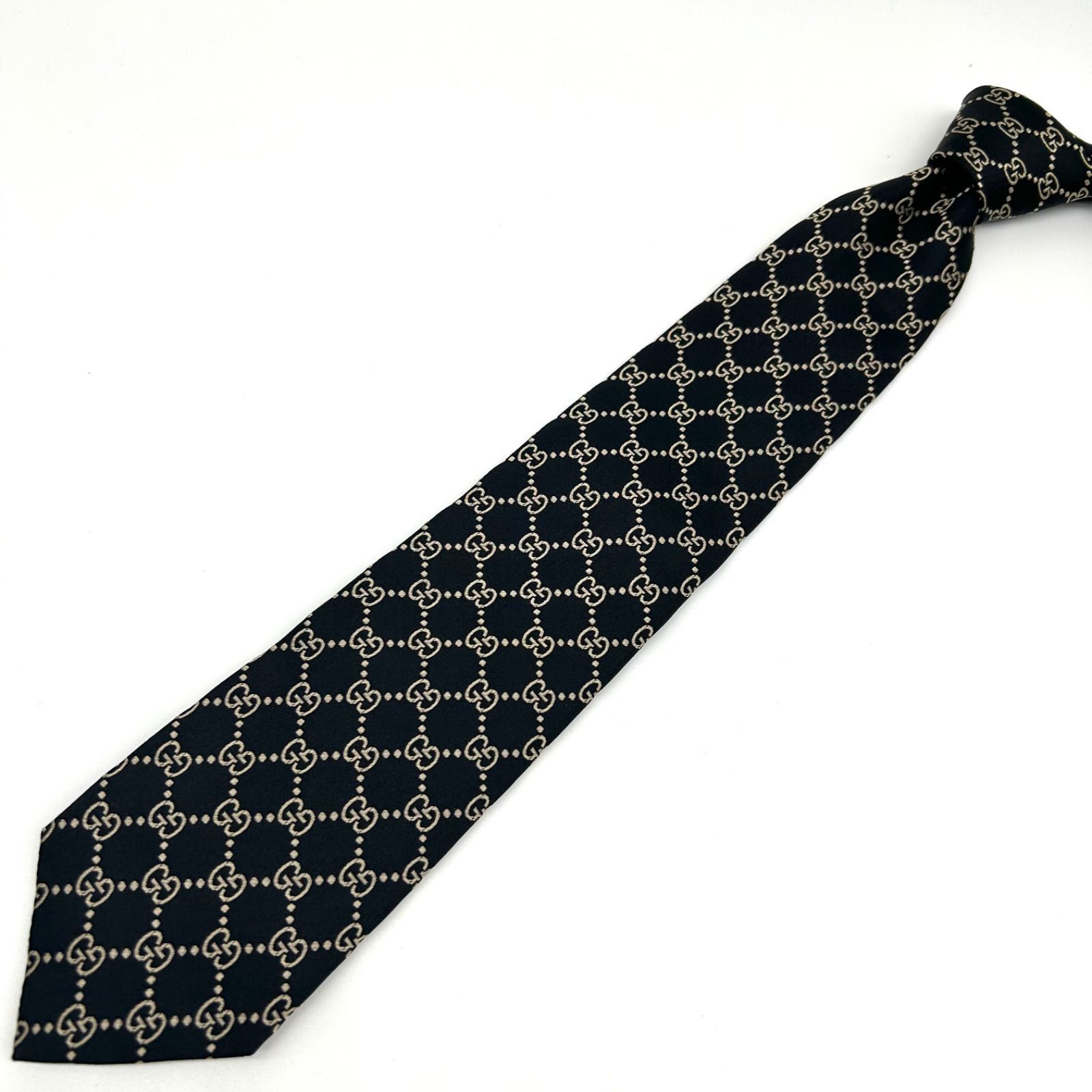 極美品】GUCCI グッチ GG柄 インターロッキング ネクタイ ブラック