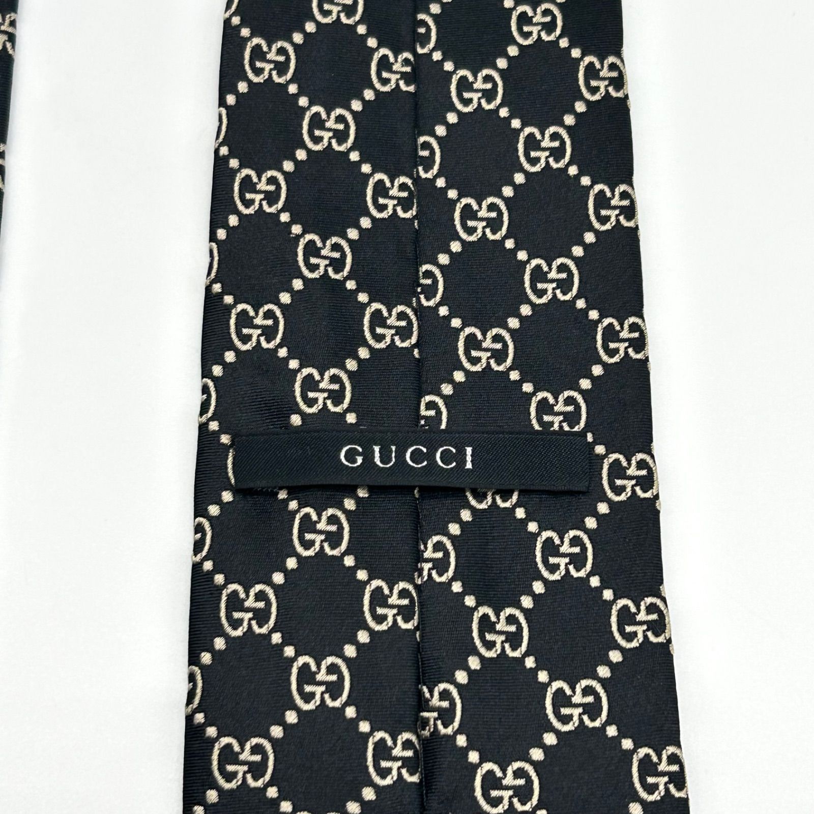 極美品】GUCCI グッチ GG柄 インターロッキング ネクタイ ブラック