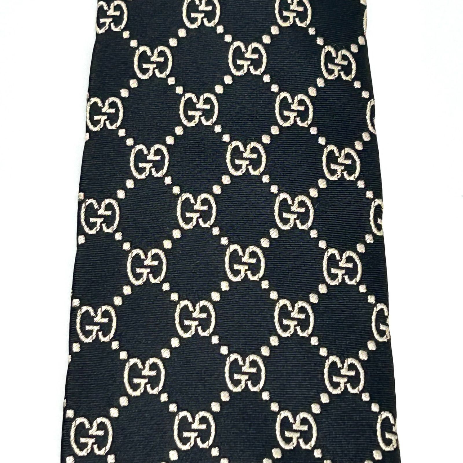 極美品】GUCCI グッチ GG柄 インターロッキング ネクタイ ブラック
