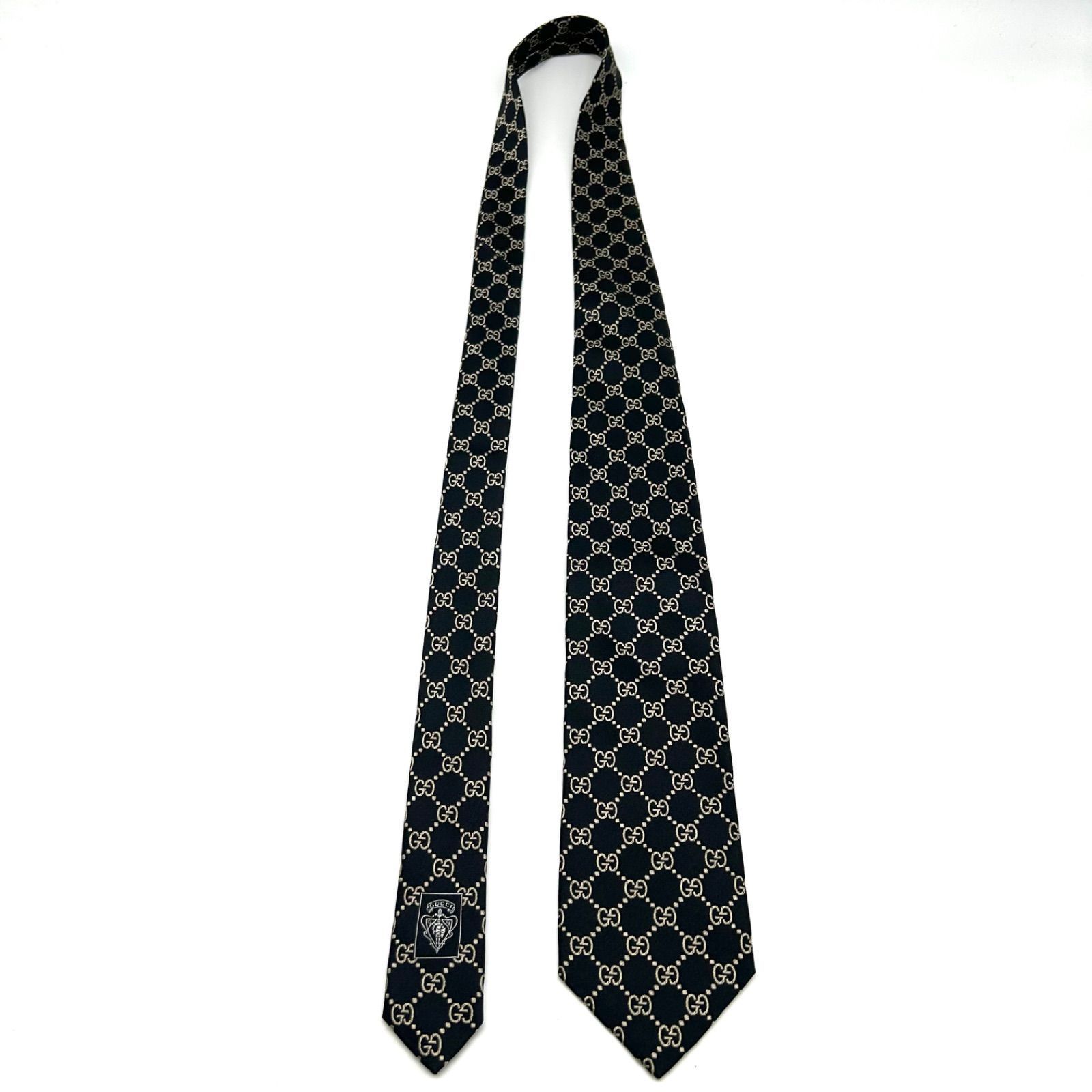 未使用級　GUCCI グッチ　ネクタイ　ブラック　黒　GG柄　インターロッキング 極美品】GUCCI グッチ GG柄 インターロッキング ネクタイ ブラック