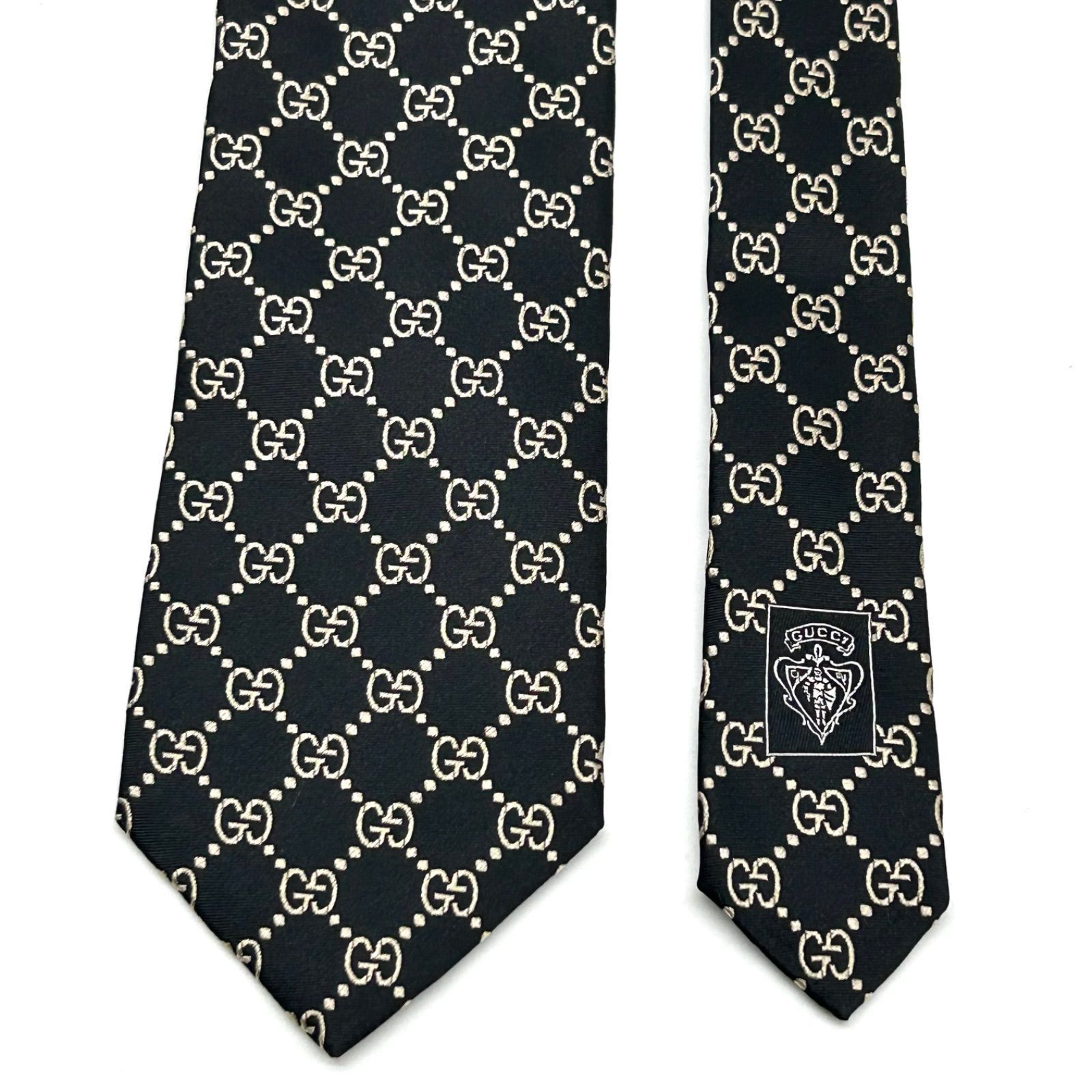 極美品】GUCCI グッチ GG柄 インターロッキング ネクタイ ブラック