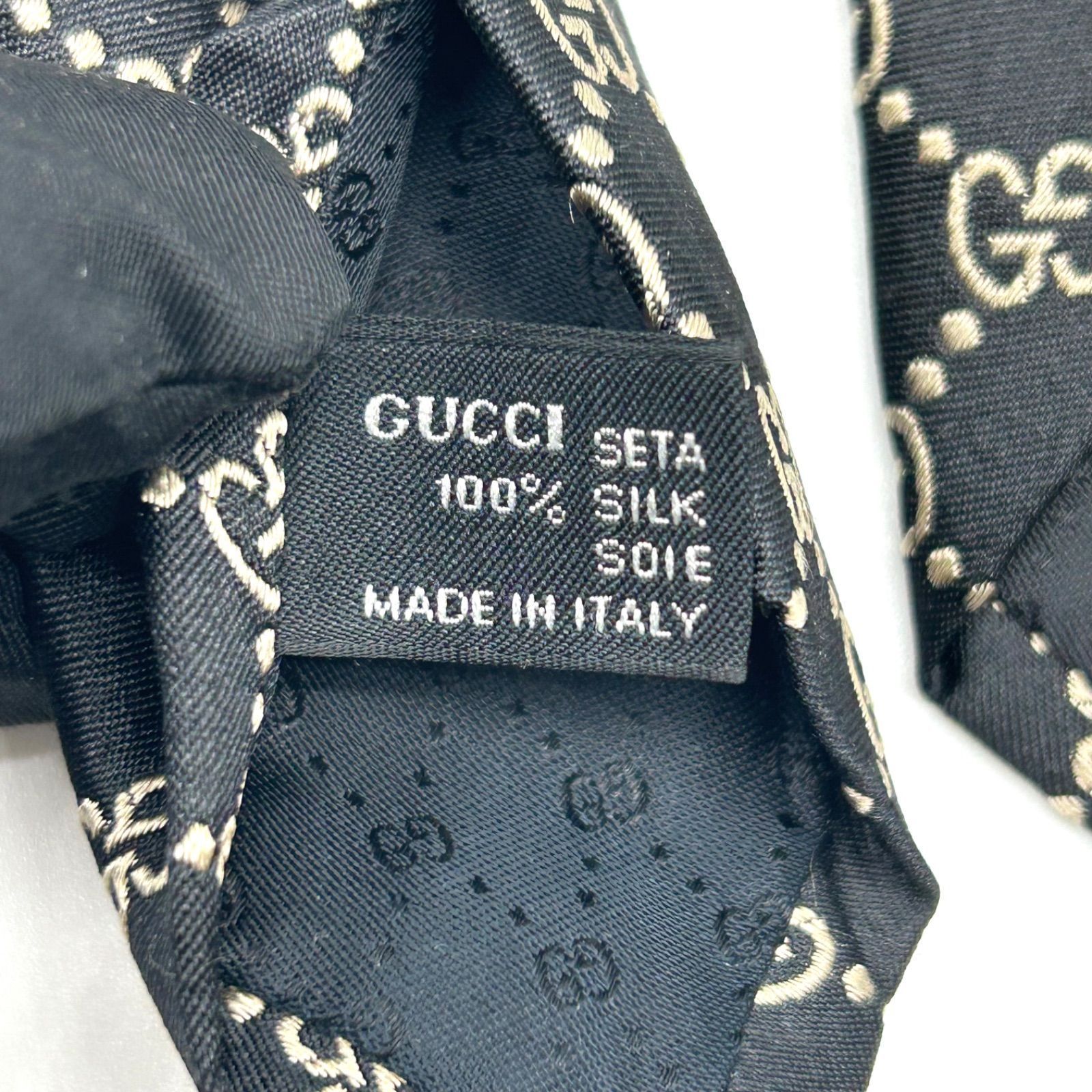 極美品】GUCCI グッチ GG柄 インターロッキング ネクタイ ブラック