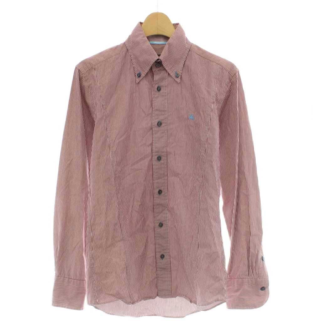 バーバリーブラックレーベル BURBERRY BLACK LABEL シャツ ストライプ コットン BD ボタンダウン 長袖 1 赤 レッド /HS GY50