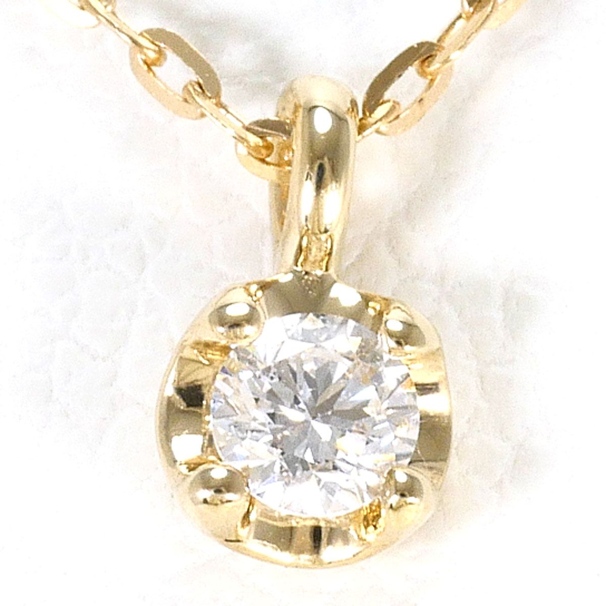 ジュエッテ K10PG ネックレス ダイヤモンド 0.05ct 総重量約0.7g 約40cm