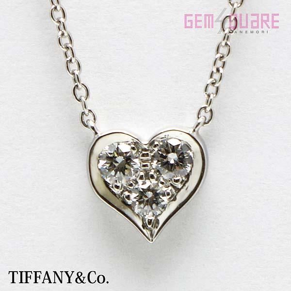 TIFFANY&Co.ティファニー センチメンタルハート ペンダント ネックレス Pt950 D0.17 3.1ｇ 美品