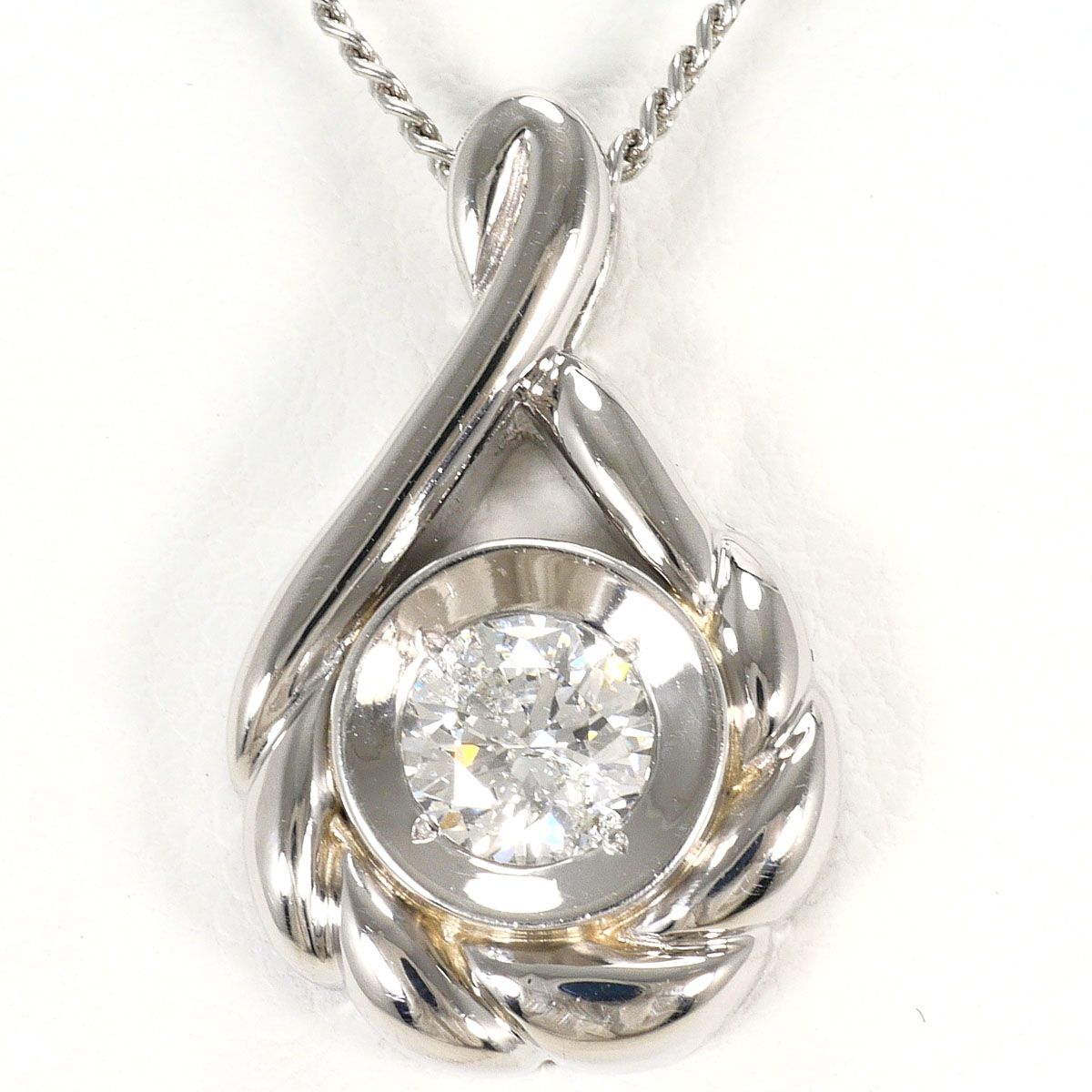 PT900/プラチナ PT850/プラチナ ネックレス ダイヤモンド 0.524ct I1 鑑定書 総重量約9.5g 約50cm