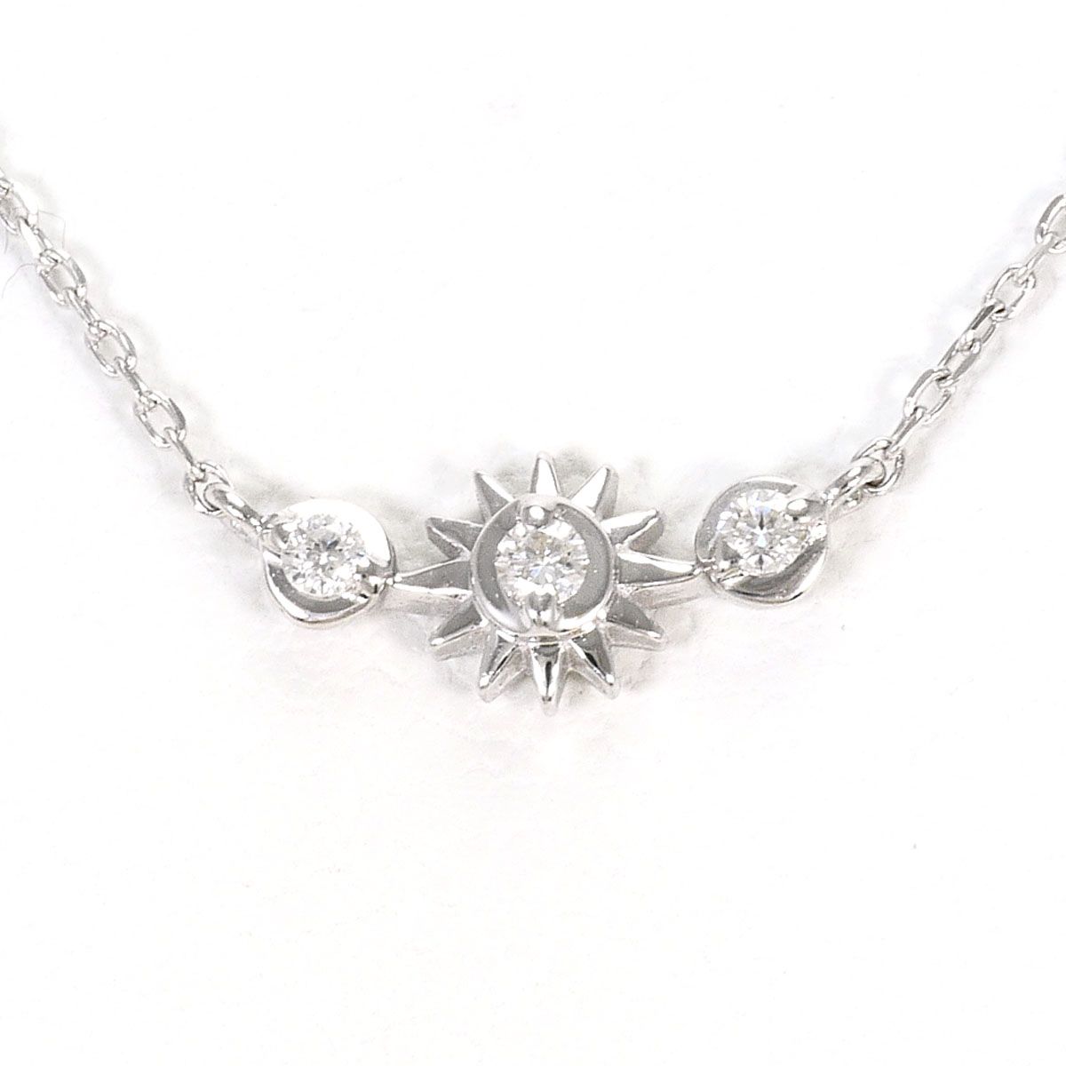 スタージュエリー STAR JEWELRY K10WG ネックレス ダイヤモンド 0.03ct 