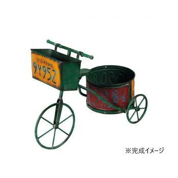 ガーデンオブジェ 三輪車 緑 81660
