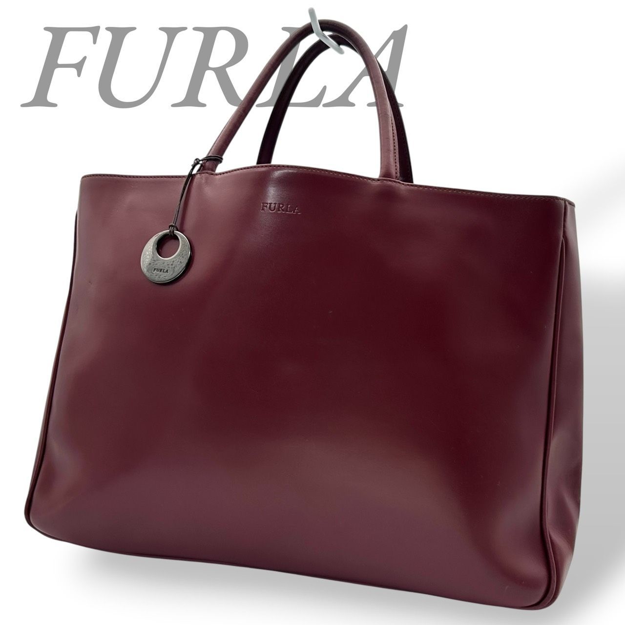 FURLA トートバッグ B5760】 FURLA フルラ トートバッグ レザー ボルドー ファスナー 大
